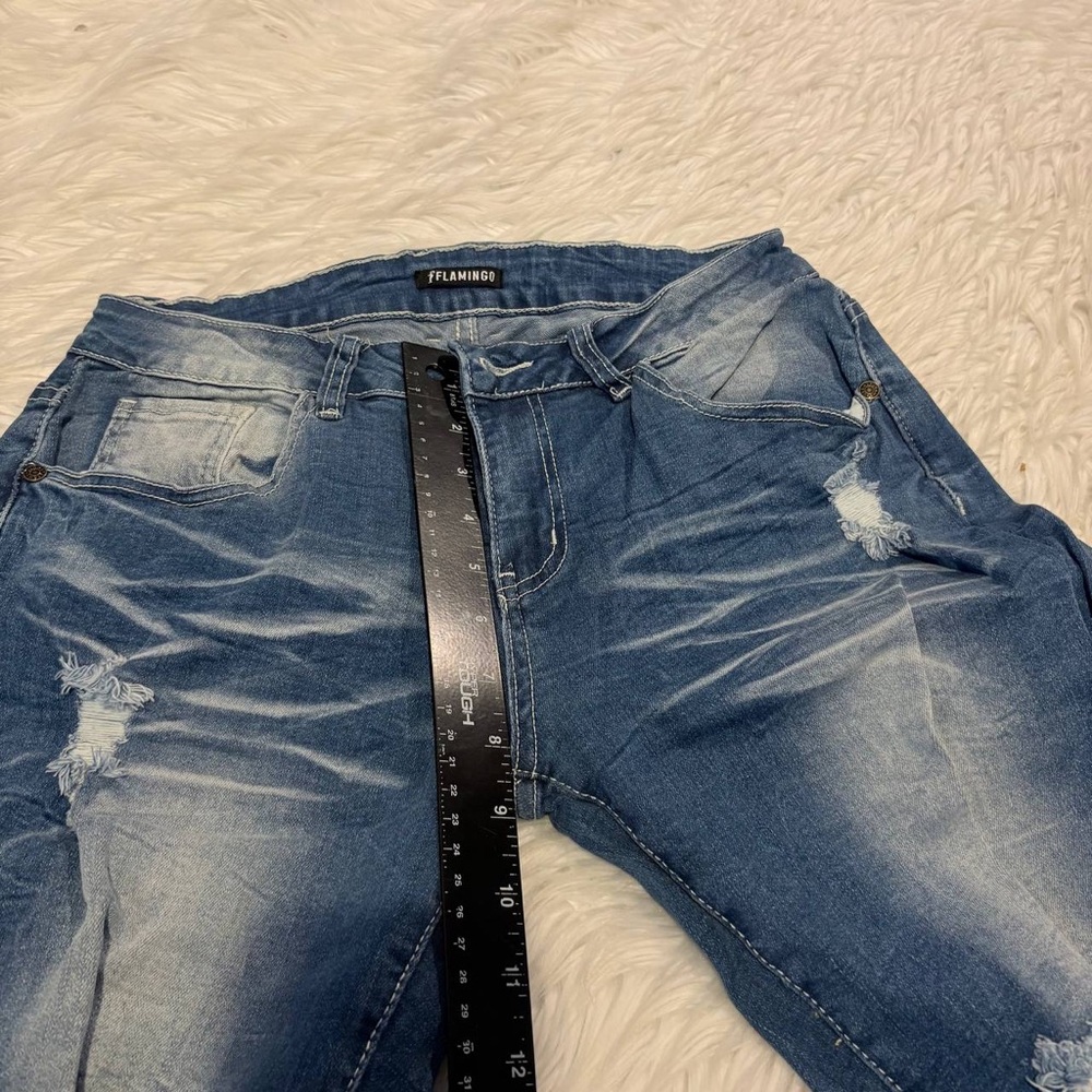 Classic Distressed Flare Jeans - Light Blue - Picture 9 of 12